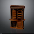 Traditional Red Mahogany Cabinet With Glass And Wooden Doors Two Tiered Design