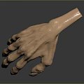 3D Rendered Human Hand With Copper Metallic Finish Detailed Skin Texture And Dark Surface Reflection