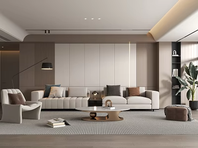 Modern Living Room Interior With Sofa Armchair Coffee Table Rug And Floor Lamp 3d model
