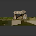 Ancient Stone Dolmen Structure With Large Stones Green Grass And Entrance Chamber