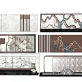 Modern Landscape Feature Wall Designs With Geometric Lines And Natural Patterns 3d model