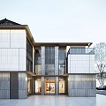 Modern Townhouse Exterior Design With Stone Facade Large Windows And Balcony