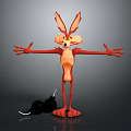 Red Animated Game Character With Large Ears Outstretched Arms And Bomb