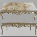 Elegant Classic Coffee Table With Marble Top And Gold Ornate Legs