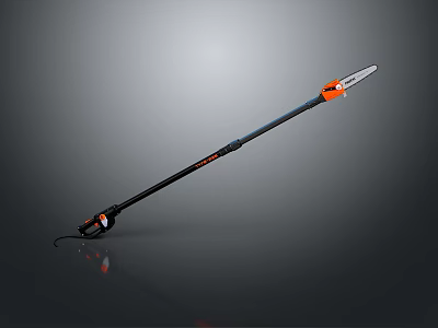 Industrial Equipment Long Pole Electric Pole Saw With Orange Components For Efficient Branch Trimming 3d model