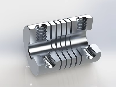Metal Mechanical Coupling Part With Threaded Holes And Grooved Design Industrial Engineering Component 3d model