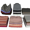 Stacked Clothes in Multiple Colors and Various Styles Including Striped and Solid Patterns 3d model