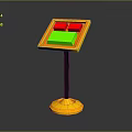 Modern Decorative Furniture With Yellow Frame Square Red Green Panel Black Stand Yellow Base