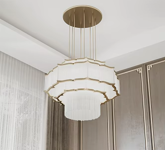 New Chinese Chandelier Metal Glass Chandelier 3d model