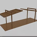 Modern Wooden Pergola With Grid Roof And Simple Slim Support Structure Design