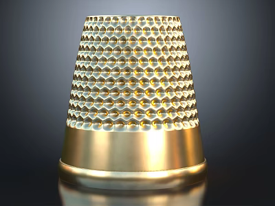Golden Thimble with Textured Surface Conical Design Shiny Finish on Dark Background 3d model