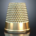 Golden Thimble with Textured Surface Conical Design Shiny Finish on Dark Background 3d model