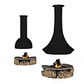 Elegant Modern Fireplace Design With Black Chimney And Burning Wood Flames