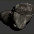 Artistic Stone and Wood Carved Sculpture Human Head Shape with Detailed Facial Features