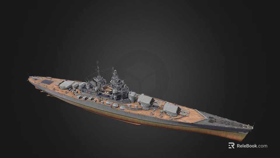 Large Naval Warship Design With Armored Deck And Turret Weapon Systems 3d model 