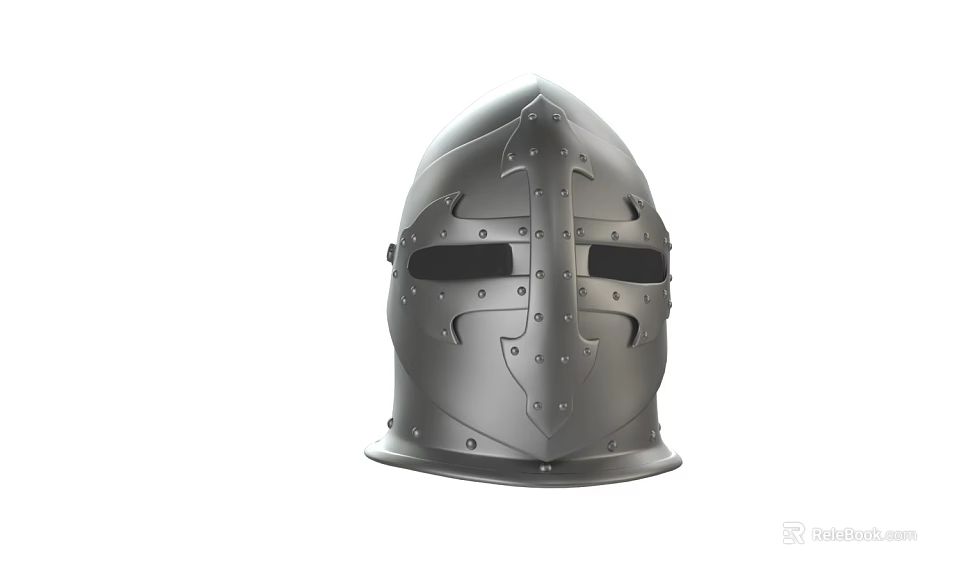 Medieval Knight Helmet Steel Construction With Visor And Historical Design 3d model 