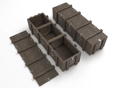 Wooden Storage Boxes for Home Organization Open Closed with Lid and Metal Clasps 3d model