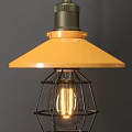 Vintage Pendant Lights with Glass Shade Metal Frame Yellow Lampshade and Filament Bulbs