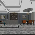 Elegant Modern Living And Dining Room Interior With Chandelier Wine Rack Sofa And Dining Table