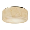 Round Beige Marble Texture Ceiling Light With Modern Metal Frame And Soft Lighting 3d model
