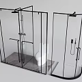 Contemporary Shower Head With Glass Enclosure And Black Frame Design In Bathroom