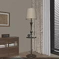 Home Interior Featuring Floor Lamp Side Cabinet Curtains And Decorative Wall Art