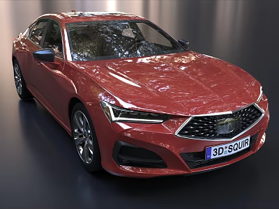 Red Modern Sedan With Sleek Aerodynamic Body And Sporty Front Design 3d model
