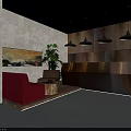 Elegant Modern Hotel Corridor With Wooden Panels Stone Walls Pendant Lights And Polished Floor