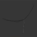 Minimalist Gray Background Scene With Vertical Pole Diagonal Wire And Reflective Floor
