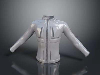 Gray Lightweight Jacket With Modern Design Zipper And Pockets 3d model