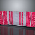 Red and White Striped Fabric With Intricate Patterned Embroidery Design Textile Artwork