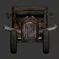 Rusty Old Modified Vintage Car With Exposed Engine Parts And Rusted Body