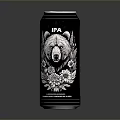 Black Canned IPA Drink with Panda Design and Decorative Patterns for Daily Use