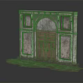 Classical Wooden Entrance Door With Stone Frame Arch Design Carved Panels And Stone Floor