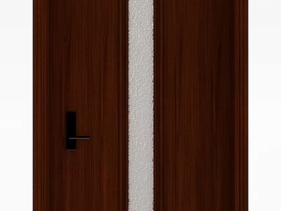 Wooden Door Components With Brown Wood Grain White Decorative Strip and Black Handle 3d model