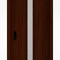 Wooden Door Components With Brown Wood Grain White Decorative Strip and Black Handle