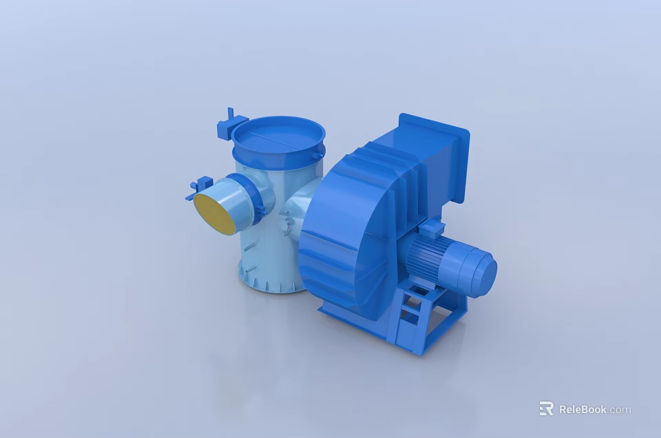 Blue Industrial Equipment With Motor Driven Pump And Compact Mechanical Structure 3d model 