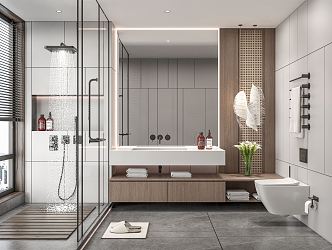 Modern Toilet Basin Cabinet Chandelier Mirror Shower Room Shower Toilet Towel Rack Bath Products Ornaments 3d model