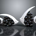 Stylish Fish Shaped Decorative Ornament Set With White Body And Black Spheres