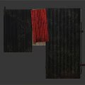 Wooden Hut Model With HELP OUT Sign Red Roof Section And Windows