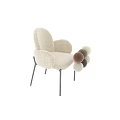 Plush Single Chair Featuring Fluffy Fabric Armrests And Black Metal Legs Color Options