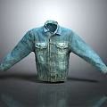Classic Blue Denim Jacket with Front Pockets and Stylish Collar Design 3d model