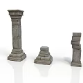 Three Decorative Stone Pillars With Unique Designs And Architectural Details 3d model