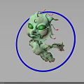 Green Glowing Eyed Creature With Antennae Holding Star Shaped Object And Blue Halo
