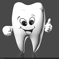 Cartoon Tooth Organ With Smiling Face Big Eyes And Thumbs Up Gesture