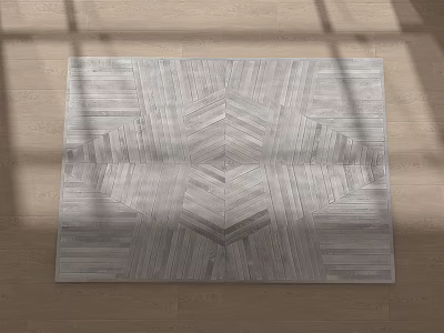 Gray Square Carpet With Geometric Pattern Design On Wooden Floor In Natural Light 3d model