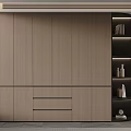 Modern Wooden Wardrobe Interior Design With Drawers And LED Lit Side Bookshelves