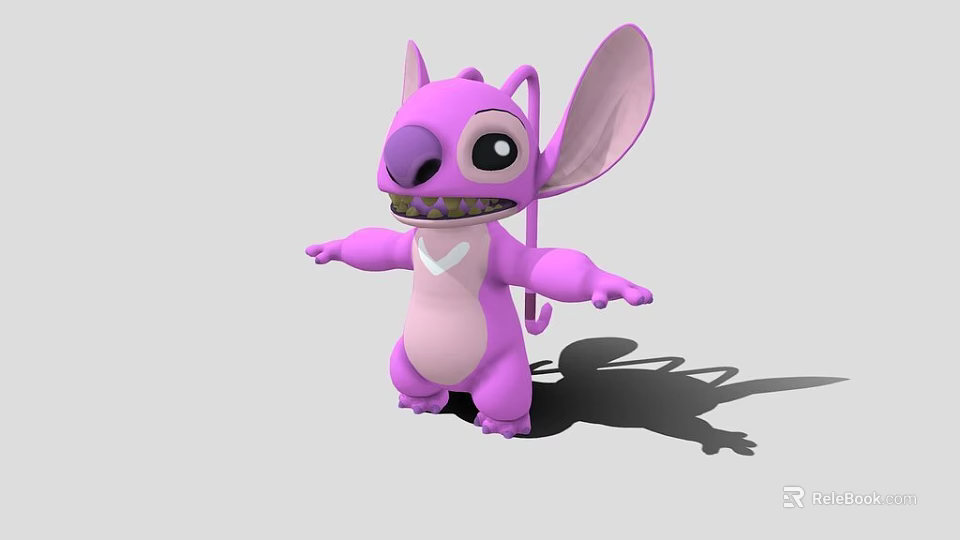 Purple Stitch Game Movie Character With Open Arms 3d model 
