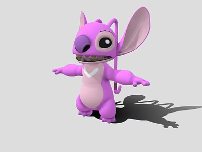 Purple Stitch Game Movie Character With Open Arms 3d model