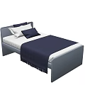 Light Blue Kids Bed With Modern Simple Design White Mattress Pillows And Tassel Blanket